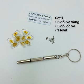 Bộ 5 đôi ve kính mắt + 5 đôi ốc vít thay thế kèm theo/ Phụ kiện kính mắt emily