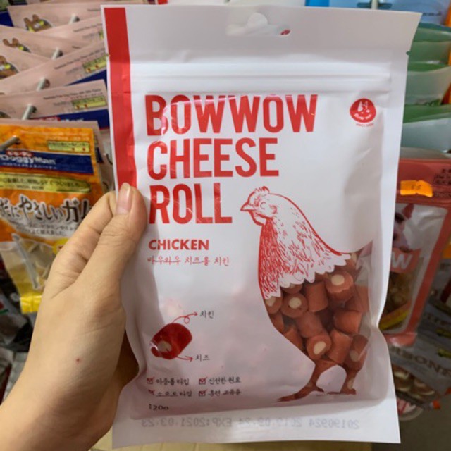 Phô Mai Cuộn Thịt Gà Bowwow Cheese Roll Snack Cho Chó