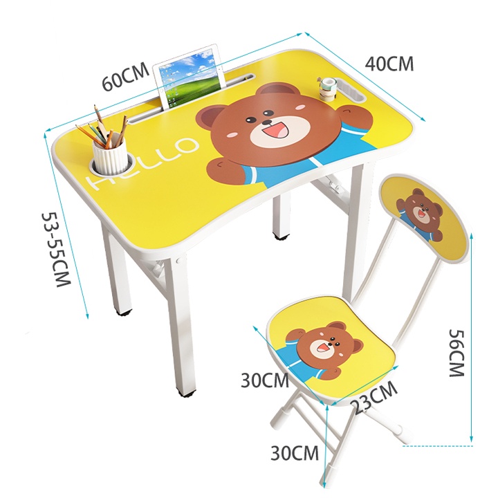Bộ bàn ghế học sinh gấp gọn tiện lợi, họa tiết hoạt hình siêu dễ thương cho bé-M057
