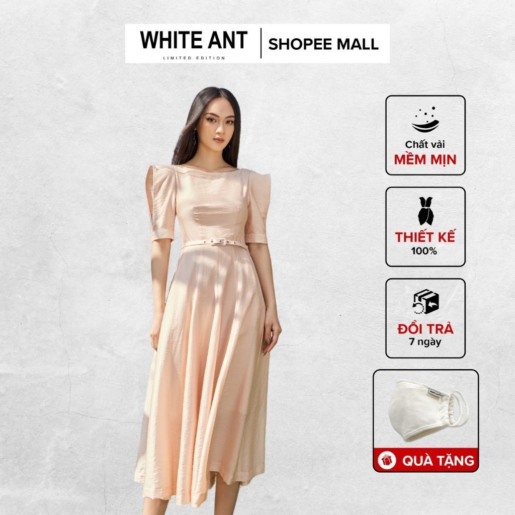 Đầm Thiết Kế Dáng Xoè Nữ WHITE ANT CONWAY LONG DRESS Cổ Tròn Phần Tay Cánh Bướm Cách Điệu Nữ Tính 120400134