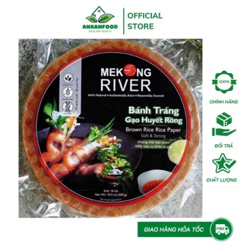 Bánh tráng gạo lứt huyết rồng Mekong River 22cm-300g [Cuốn gỏi]