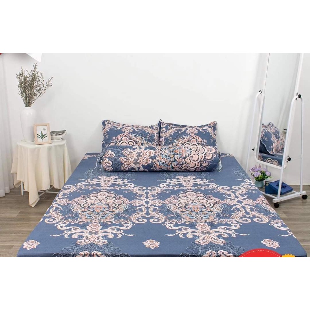 Bộ Ga gối 2mx2m21 ga 2 vỏ gốiChất Cotton Poly Mềm Mịn,MẪU THỔ CẨM HOA
