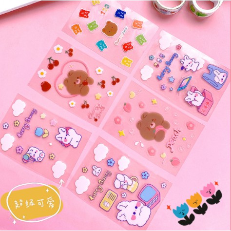 sticker thỏ gấu hoppang S32 sticker anh đào cute sticker dễ thương