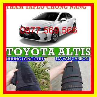 Thảm taplo toyota altis -da vân carbon-nhung lông cừu