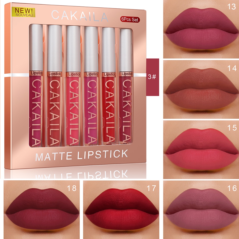 6 Son Lip Glaze Velvet Matte Lipstick Chống Thấm Nước Lâu Trôi Lip Glaze Lip Gloss