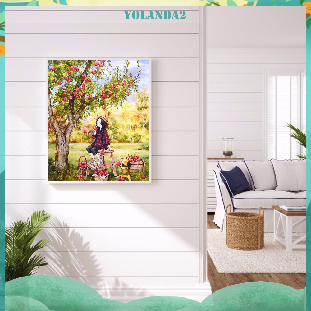 Tranh thêu chữ thập hình cây táo 11ct kèm phụ kiện