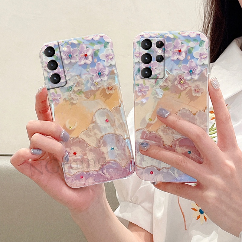 Mới Ốp Điện Thoại Silicon Họa Tiết Bông Hoa Sơn Dầu Cho samsung galaxy s23 s23 + s22 ultra s22 + s21 fe 5g s21 ultra s21 +