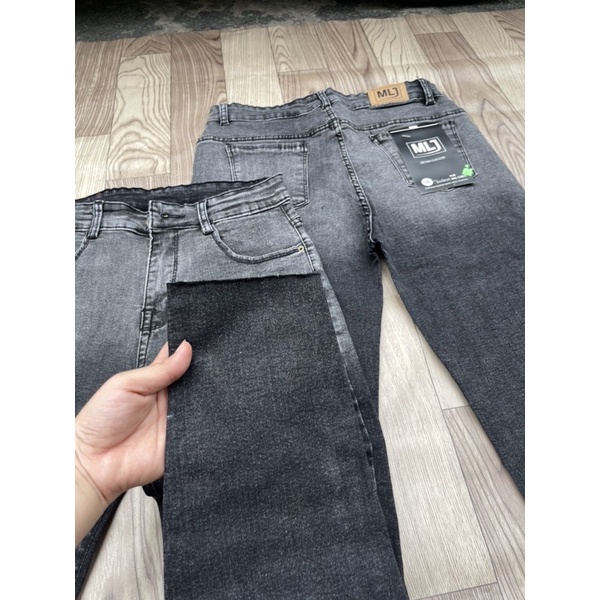 Quần jean dài BIG SIZE Lưng cao Tua Lai, Xám Rách Loang, co dãn mạnh rẻ đẹp dành cho người béo 4245 4270 MLJ Moliruan