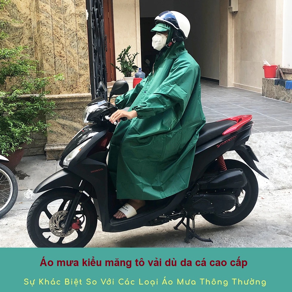 Áo Mưa Vẩy Cá Có Dây Kéo Cao Cấp 1 Người Mặc Bít Hông, Form Rộng, Big Size, Áo Mưa Măng Tô, Đồ Đi Mưa
