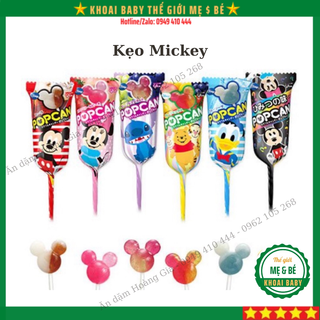 Kẹo mút Nhật Bản Popcan mickey Glico vị trái cây 13g/ cây