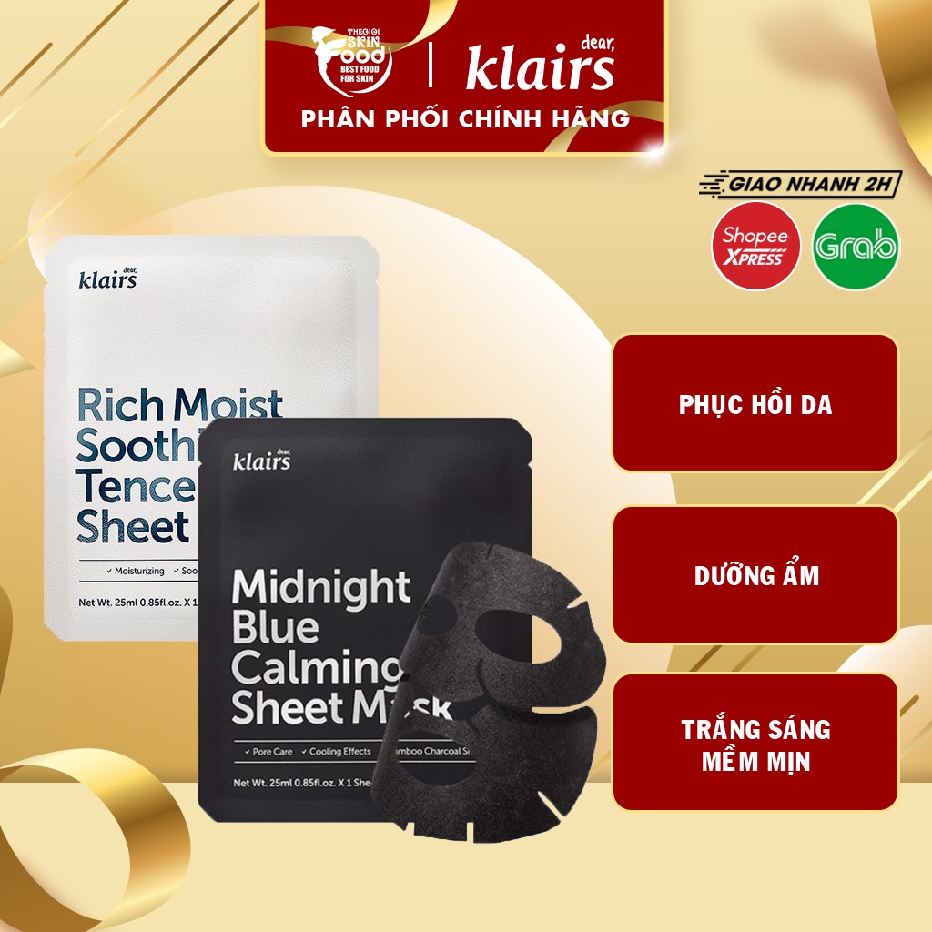 Mặt Nạ Phục Hồi Da, Dưỡng Ẩm, Bảo Vệ Da Khỏe Mạnh Klairs Sheet Mask 25ml