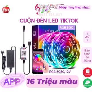 (SALE HẾT) Cuộn dây đèn Led 5050 RGB 16 triệu màu 12V điều khiển qua APP, nhấp nháy theo nhạc quẩy Tiktok
