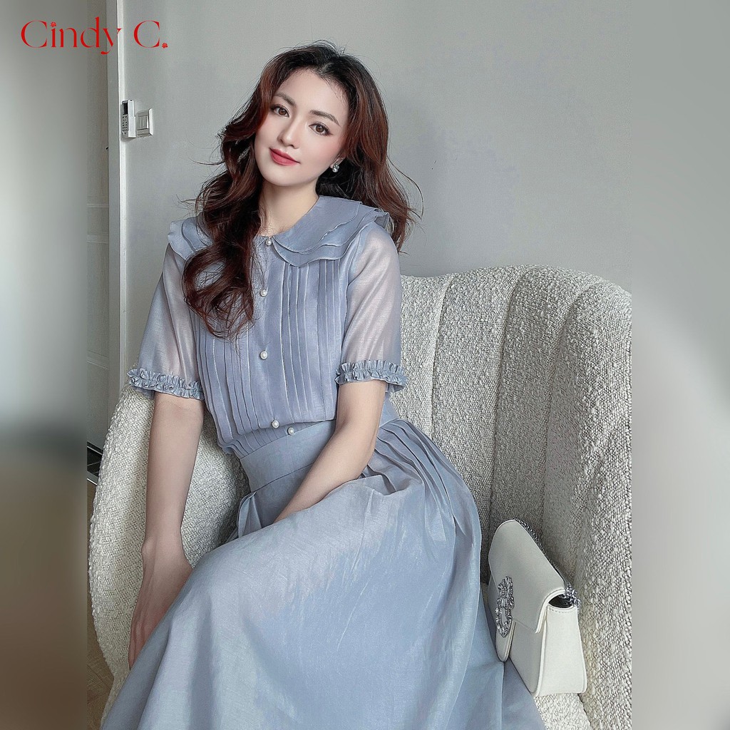 Áo và Chân Váy Chloe CINDY C tay lỡ, thiết kế xếp ly nữ tính 546GY01/ 247GY01