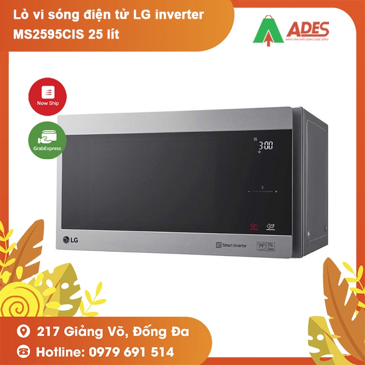 Lò vi sóng điện tử LG inverter MS2595CIS 25 lít - Công nghệ Smart Inverter - Bảo hành chính hãng 12 tháng