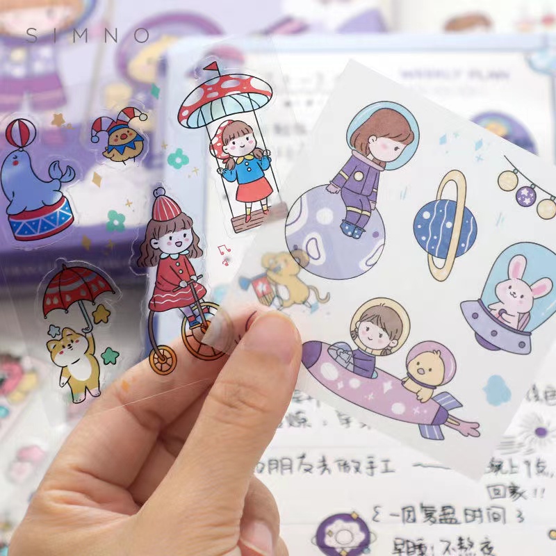 1 Sticker Hình Cô Gái Dễ Thương Dán Trang Trí Điện Thoại Kích Thước 8*8cm