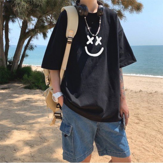 Áo thun nam nữ form rộng unisex, áo phông tay lỡ phong cách Mặt Cười Nhỏ phong cách đường phố A39 | BigBuy360 - bigbuy360.vn