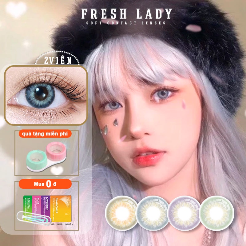 lens Kính Áp Tròng makeup 0 nhân dân tệ để mua nhíp hộp miễn phí kính áp tròng màu xanh lam 14.20mm lens mắt lens cosplay nước nhỏ mắt lens Thời gian sử dụng một năm Hộp đựng kính áp tròng miễn phí freshlady hot kính cận thị Set 2