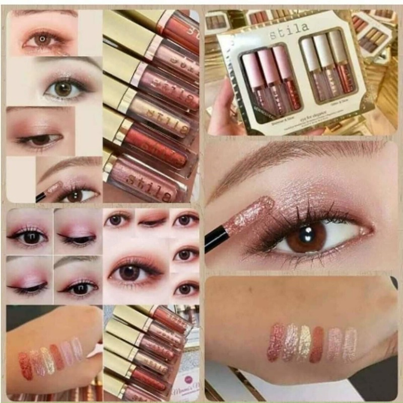 Set 6 cây nhũ mắt kim tuyến dạng kem Stila Auth Nội Địa