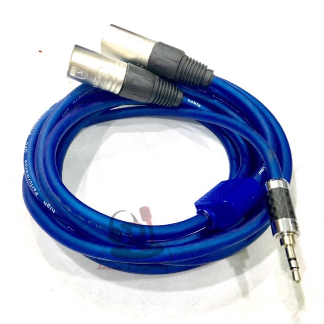 Dây Jack 3.5 ly ra 2 đầu Jack canon đực dài 3 mét Jack 3.5mm sang Jack canon XLR, 	jack 3.5 ra 2 đầu, jack canon đực cái