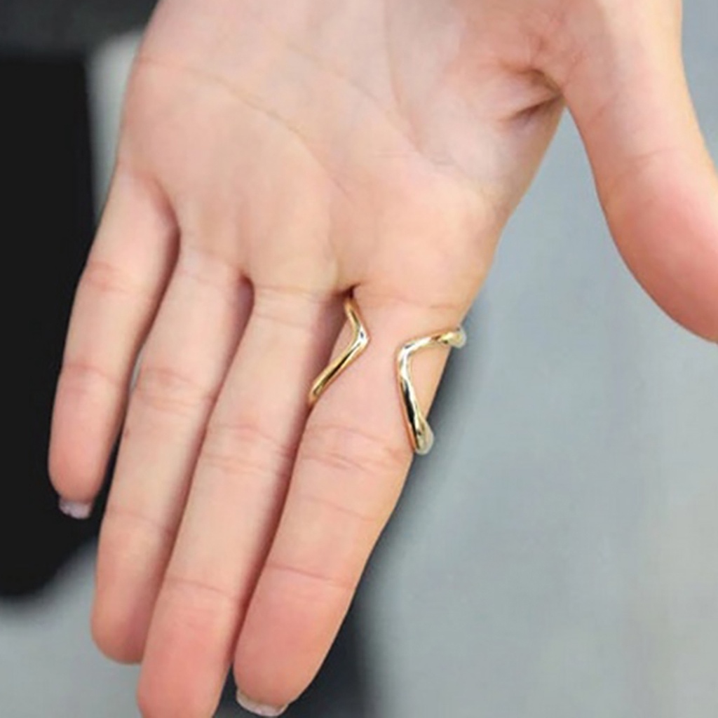 Nhẫn Đeo Tay Kim Loại Tạo Hình Chữ V Thời Trang Cho Nữ
