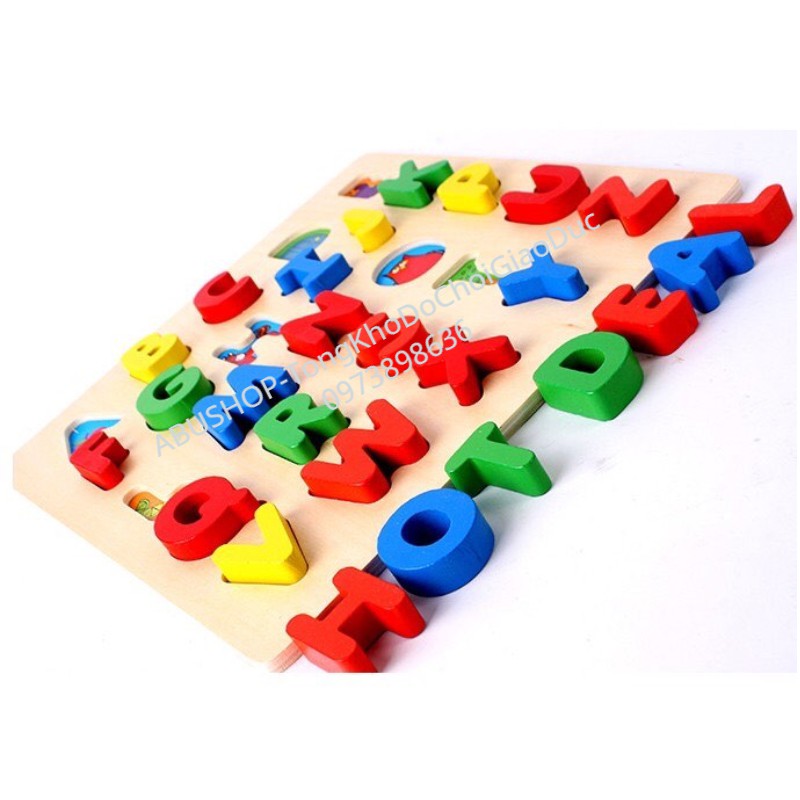 Bảng chữ cái nổi - Hai mặt kèm cờ cá ngựa - Đồ chơi gỗ giáo dục an toàn chất lượng cao
