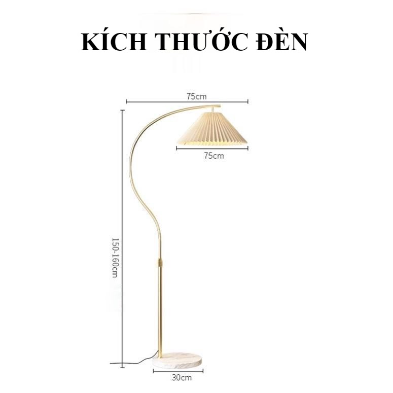 Đèn Sàn Dáng Cong Xếp ly Cao Cấp Sơn Tĩnh Điện Phong Cách Châu Âu Sang Trọng &amp; Hiện Đại [CMART_GIA DỤNG TIỆN ÍCH]