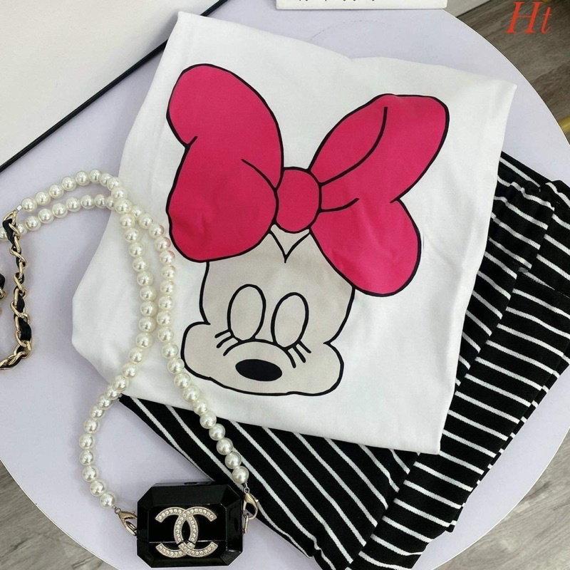 Sét áo chuột nơ +quần kẻ HT12