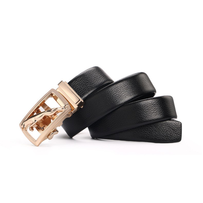 Thắt Lưng Dây Nịt Nam Da Bò 2 Lớp Khóa Tự Động Cao Cấp - Khóa Đồng Hình Báo vồ trạm 3D - Uy Quyền - Dũng Mãnh