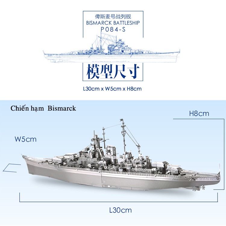 Mô Hình Lắp Ghép 3D Kim Loại chiến hạm cỡ to