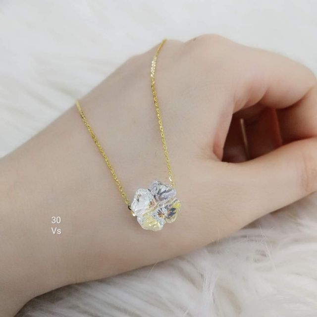 dây chuyền vàng mặt 4 lá pha lê lấp lánh