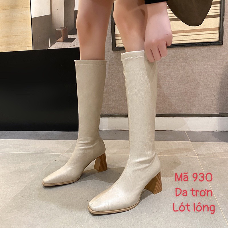 XẢ KHO (S169) Bốt đùi nữ da trơn lót lông 8 phân (mã 930-bốt đùi)