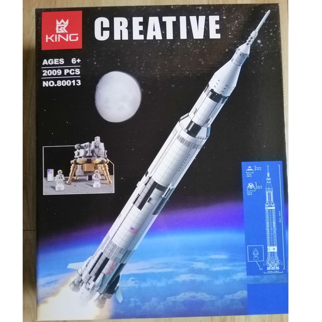 (có sẵn) bộ đồ chơi King 80013 Tên Lửa Apollo Saturn V phóng lên Mặt Trăng