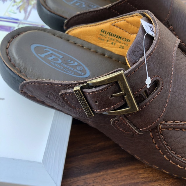 Dép da bít mũi da thật đế siêu êm và bền dành cho người trung niên và lớn tuổi
