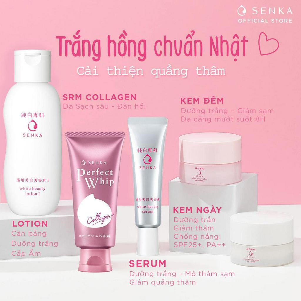 Bộ Dưỡng da trắng hồng-Ngăn lão hóa SENKA(PW Collagen+Lotion+ White Serum+Day Cream+Night Cream)