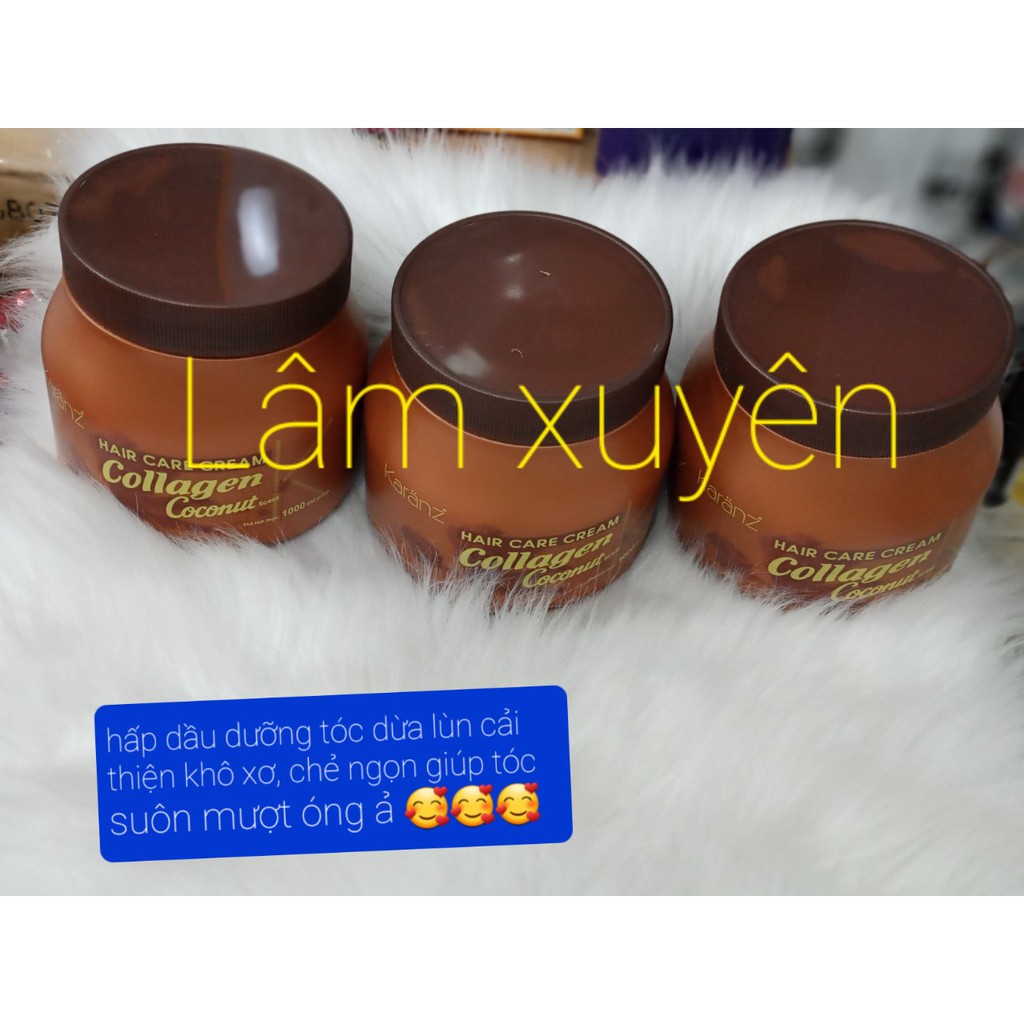 FREESHIPHấp dầu kem ủ tóc Collagen Karanz dừa lùn màu nâu1000ml, dưỡng chất Collagen giúp phục hồi và tái tạo tóc khỏe