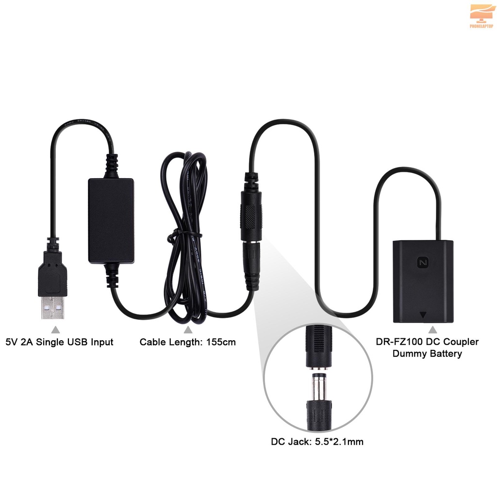 SONY Andoer Pin Máy Ảnh Dr-Fz100 Dc Np-Fz100 Với Dây Cáp Chuyển Đổi Nguồn Usb Dc A9 A7R3 A7M3 A7S3 A7Iii A7R4M4600 A6S