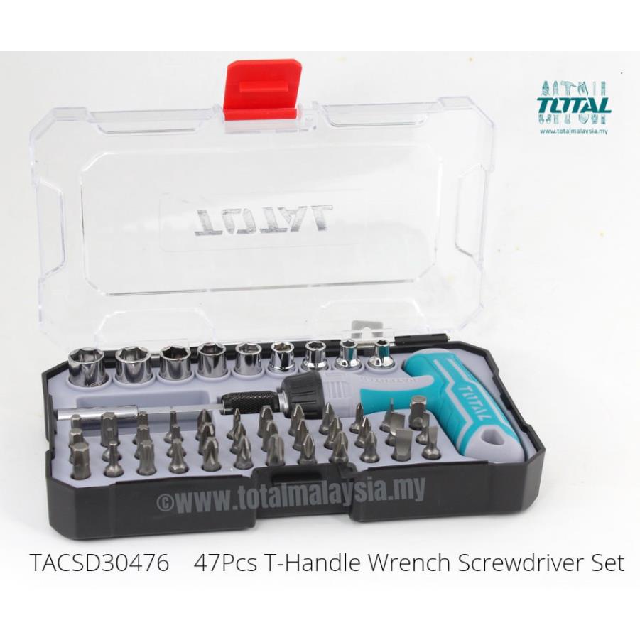 Total TACSD30476 Bộ tua vít tay cầm chữ T 47 chi tiết