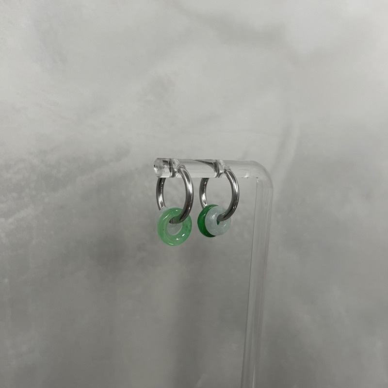 Khuyên tai tròn đính hạt màu sắc