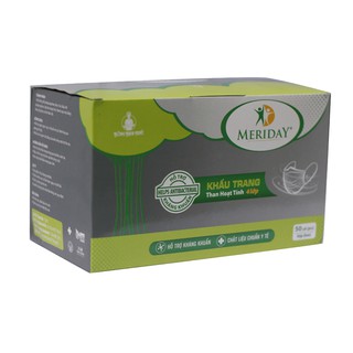 Khẩu Trang Than Hoạt Tính 4 Lớp Meriday Bông Bạch Tuyết (Hộp 50 Cái)