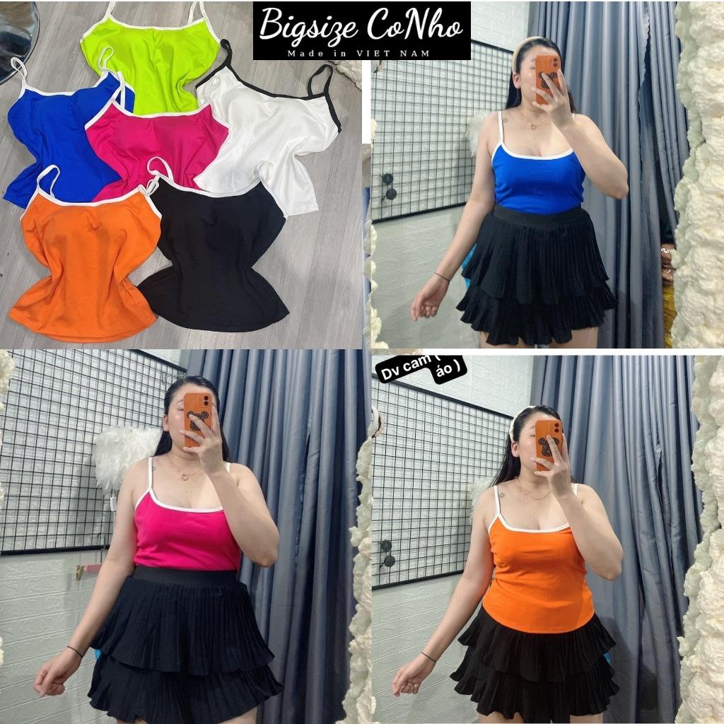 Áo hai dây bigsize nữ, Áo thun nữ bigsize chất liệu Borip thái Loại 1 dây viền 58kg-95kg DV