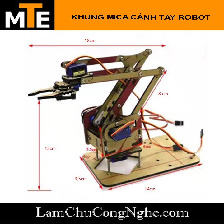 Cánh tay robot DIY Me-Arm tự ráp: khung + servo +  module joystick + ốc vít