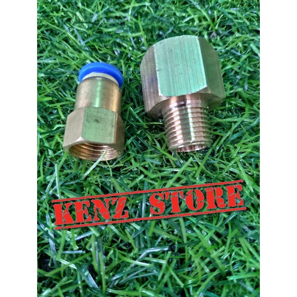 Đầu nối bơm đôi mini 12v bằng đồng, nối ren 18mm bơm đôi ra ren ngoài 13mm