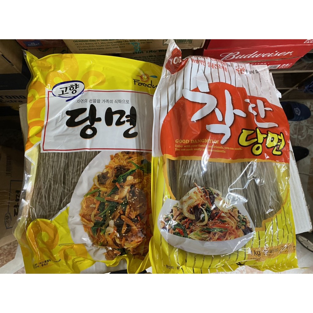 Miến khoai lang Hàn Quốc cao cấp Gogi và Nongwoo gói 1kg làm miến trộn, miến xào thích hợp với cả người ăn chay