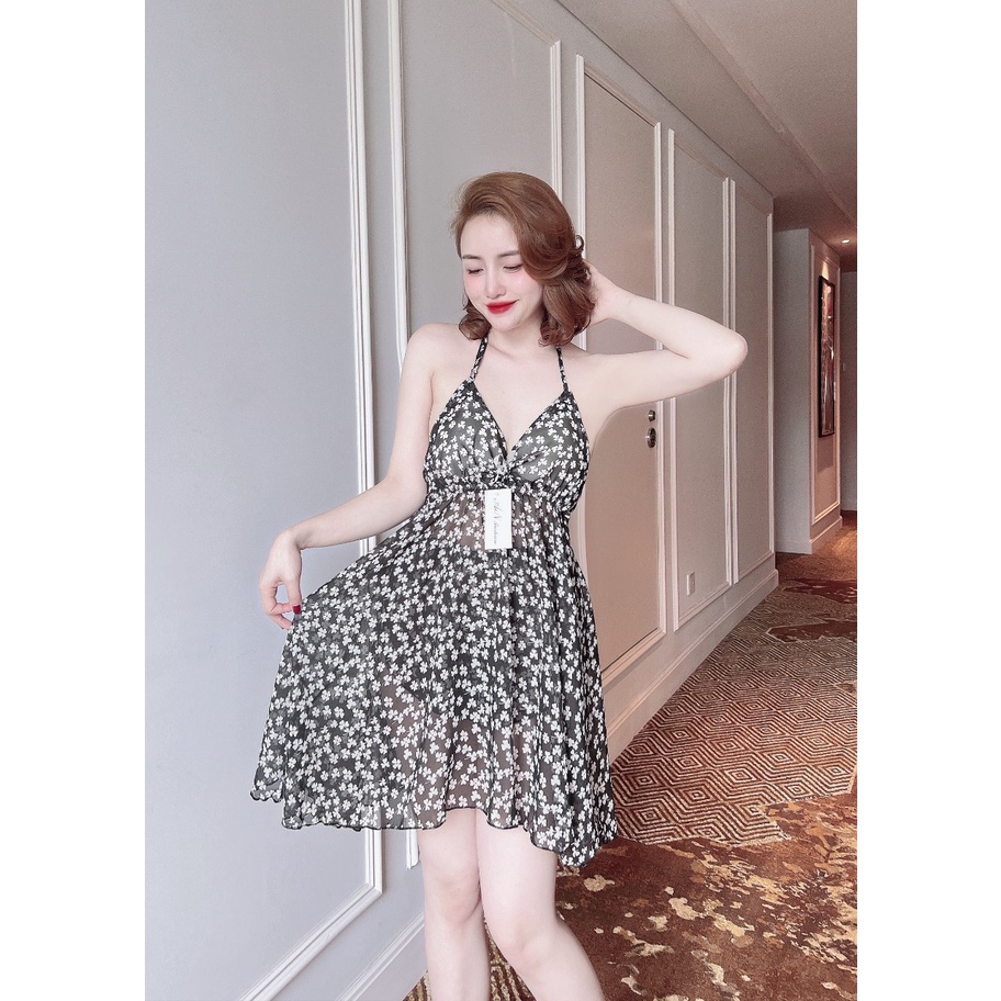Yếm Ngủ Sexy Đầm Mặc Nhà Voan Lụa Hè Mặc Mát (Tặng Kèm Quần Ngủ Cùng Màu)