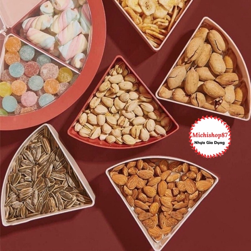 Hộp Đựng Mứt, Bánh Kẹo Tết, Khay Đựng Mứt Hình Bông Hoa/ Tròn/ Vuông Haru Inochi Cao Cấp