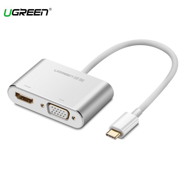 Cáp Chuyển USB Type C Sang HDMI Và VGA UGREEN 50317 - Type C To HDMI + VGA - Hàng Chính Hãng