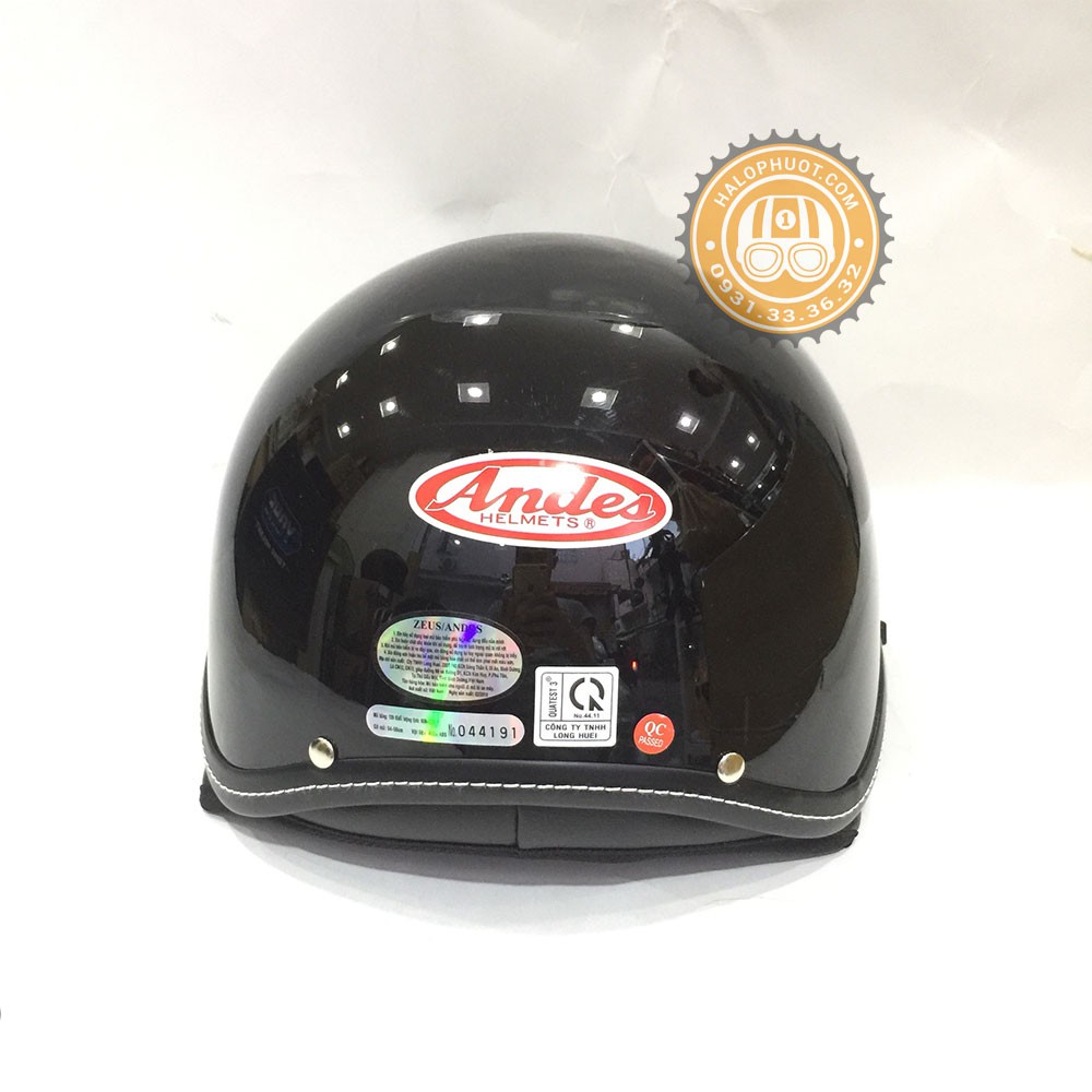 Nón bảo hiểm nửa đầu kính âm Andes 3S 139 (Đen Bóng)