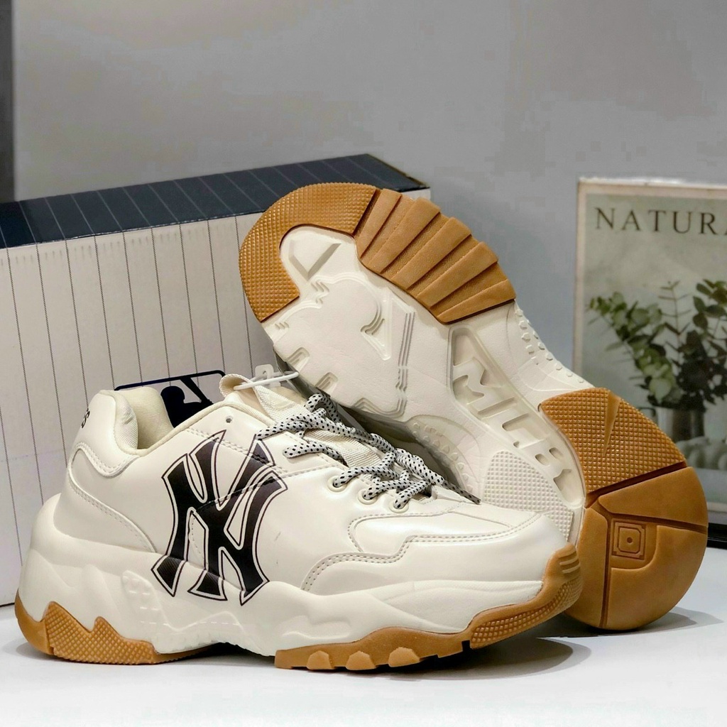 Giày Thể Thao Nam Nữ MLB Đế Độn Cao 5CM Đế Tách In Chữ NY 3D Sắc Nét , Giày Sneaker Thời Trang