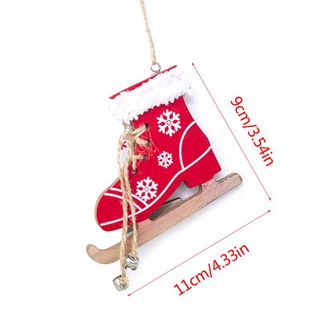 Christmas Wooden Ice Skates Shoes Hanging Ornament Pendant