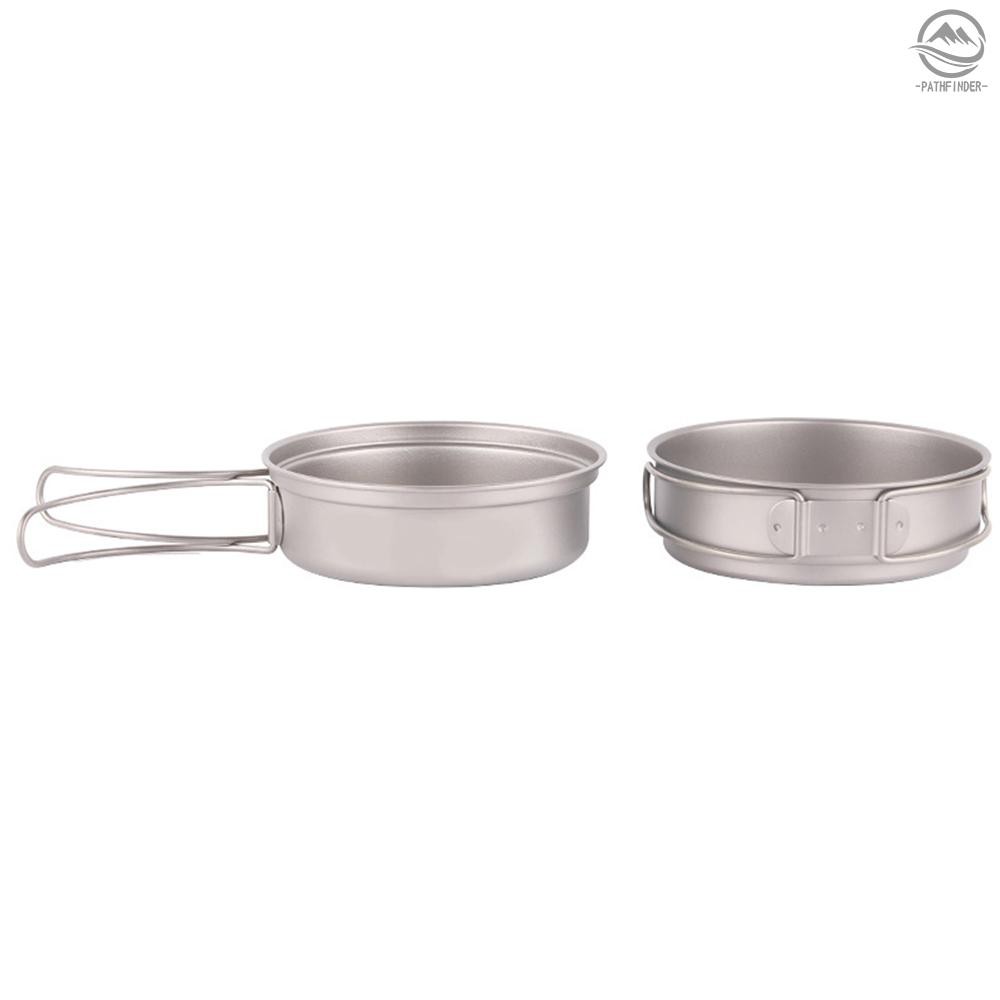Chảo chiên đồ ăn Lixada bằng titan cực nhẹ có tay cầm gấp gọn dùng khi cắm trại/đi bộ đường dài ngoài trời